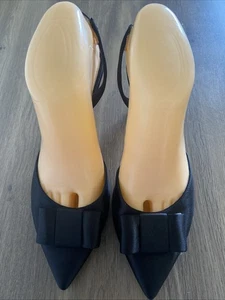 Kate Spade New York Talla 8 B Marsella Negro Satinado Bow Slingback Pump - Imagen 1 de 15