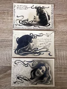 3x CPA Postcards REUTLINGER 1903 Artistes Feminines Young Ladies - Picture 1 of 2