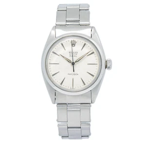 Rolex Oyster Royal Precision 6426 SS Silver Index Dial Manual Unisex Watch 34mm - Picture 1 of 6