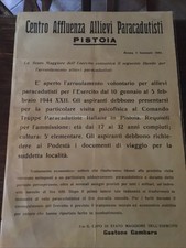 REPUBBLICA SOCIALE, RSI, PARACADUTISTI, MANIFESTO