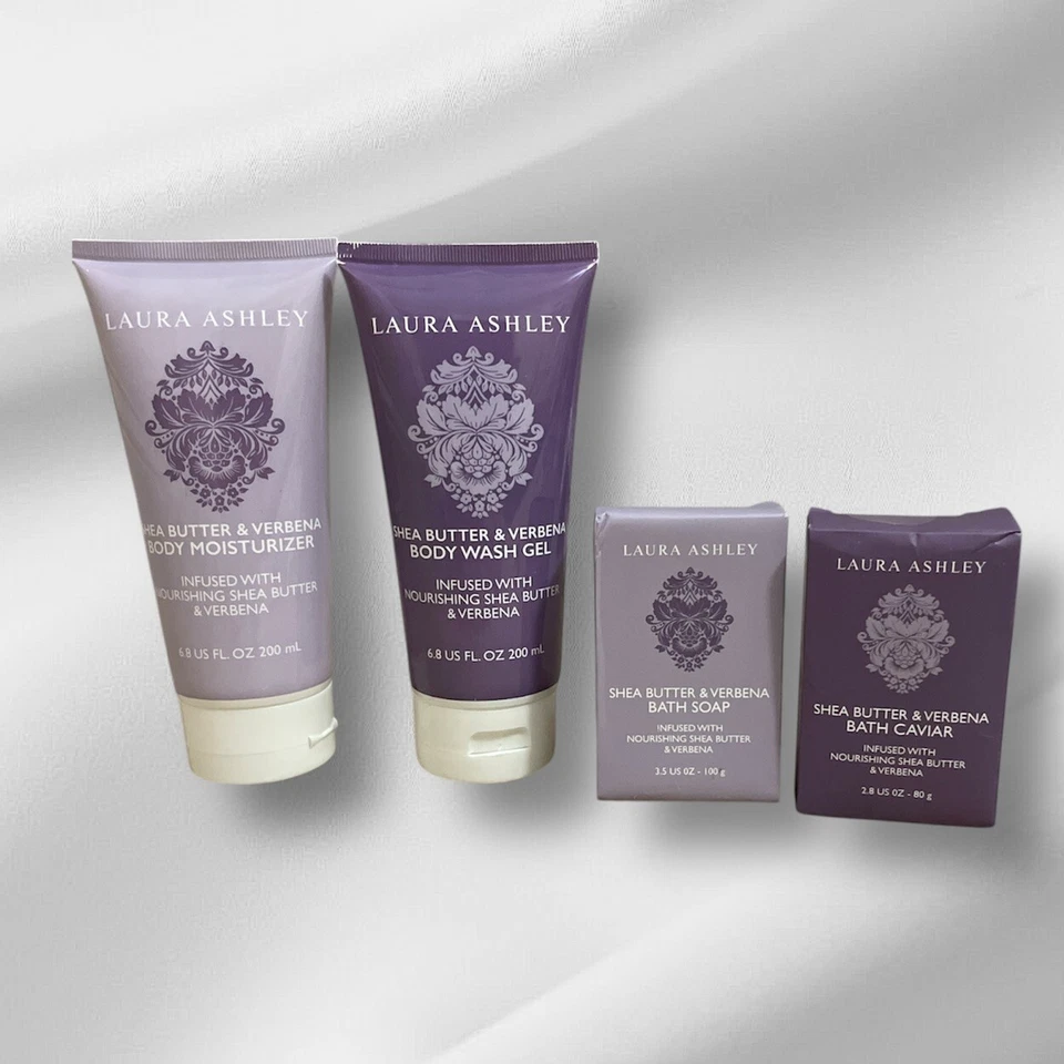 Laura Ashley Manteca de Karité Verbena 4 Piezas Set de Cuidado Corporal Colección Raro Regalo Foto 1 de 4