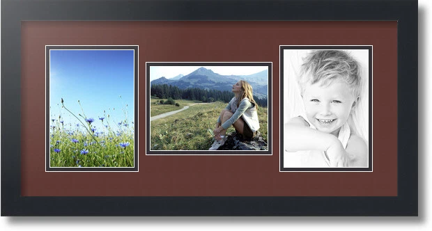 ArtToFrames Collage Mat Picture Photo Frame 3 5x7" Openings in Satin Black 114 - Image 1 of 1