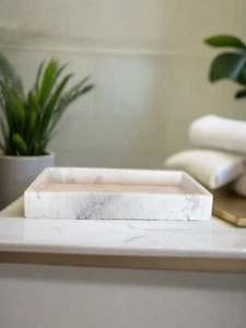 Luxury Marble Serving Tray - Elegant Home Decor Piece for Dining or Coffee Table - Picture 1 of 3