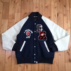 NFS limited Sleeve leather BAPE LOGO varsity jacket A Bathing Ape Size L - Picture 1 of 10
