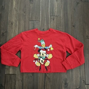 Disney Mickey & Friends rot Cropped Urlaub Sweatshirt Jr. M Neu ohne Etikett - Bild 1 von 4