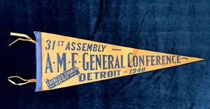 A.M.E. CHURCH PENNANT, 1940, DETROIT, EBENEZER CHURCH, 31ST ASSEMBLY CONFERENCE - Picture 1 of 2
