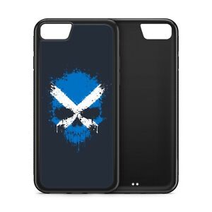 Scotland Flag Splatter Skull Black Rubber Phone Case for iPhone Samsung Huawei