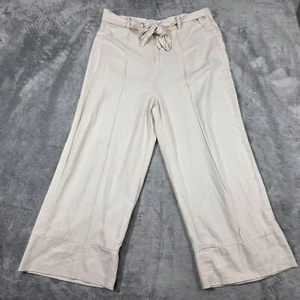 Joie Pants XL Cream Linen Blend Wide Leg Belted Resort Beach Flowy Boho Natural - Picture 1 of 10