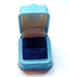 Vintage Baby Blau Schmuck Kunststoff Ring Box Hergestellt in den USA - Bild 1 von 9