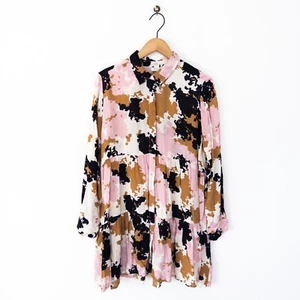 Masai Ilana Shirt Size M 12 14 Smock Tunic Mini Dress Pink Splatter Print - Picture 1 of 20