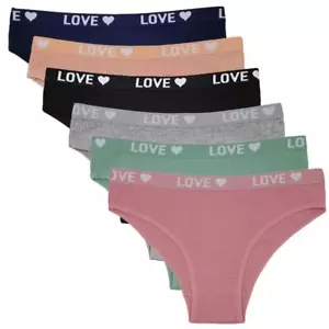 6 Pack Womens Ladies Knickers Cotton Underwear Panties Briefs Ribbed Printed - Picture 1 of 15