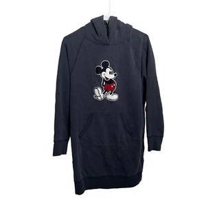 Disney Uniqlo Mickey Mouse Hoodie Dress Size 10 Mickey Stands Heavy Black - Picture 1 of 12
