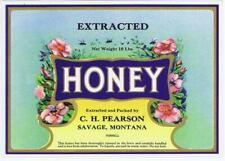 Honey can label C. H. Pearson Savage, Montana bees flowers   77