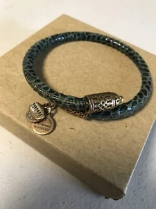 Alex and Ani Vintage 66 Green Snakeskin Leather Wrap Bracelet - Picture 1 of 3