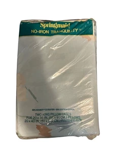 Springmaid No-Iron Tranquility King Pillowcases Set 20x40 Inch 80% Kodel Polyest - Picture 1 of 3