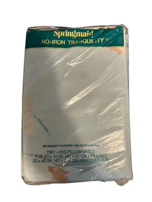Springmaid No-Iron Tranquility King Pillowcases Set 20x40 Inch 80% Kodel Polyest - Image 1 of 3