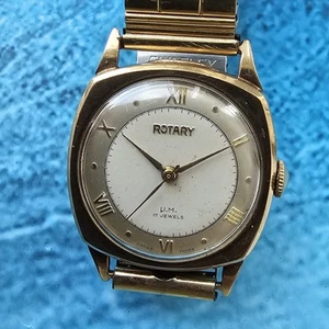 Vintage 9k Solid Gold Rotary U.M. Hand-Winding Men's Wristwatch Cal 425 9ct - Picture 1 of 14