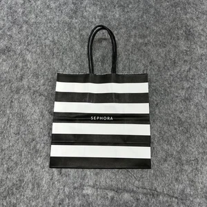 Sephora Papier Geschenktüte 6x6x3 schwarz weiß gestreift Einkaufstasche Griff Menge 50 - Bild 1 von 7