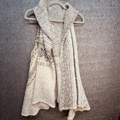 Suéter Free People MED Frente Abierto Tejido Sin Mangas Boho Chaleco Cortina Alpaca/Lana Foto 1 de 4
