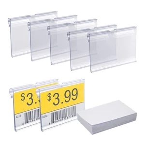 70 STCK. Klar Kunststoff Etikettenhalter + 100 Stück Leer Etikettenpapier, Draht Regal R... - Bild 1 von 6