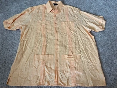 Tulliano Shirt Linen Men’s Big & Tall XXL Button Up Short Sleeve Casual Collared - Image 1 of 4