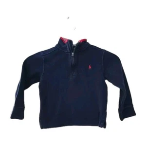 Polo Ralph Lauren Navy Blue Quarter Zip Pullover Sweatshirt Kids Boys Size 4/4T - Picture 1 of 3