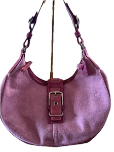 Coach G04J-1407 Vintage Pink Y2K Herringbone Tweed Leather Bag Hobo Handbag COA - Bild 1 von 12