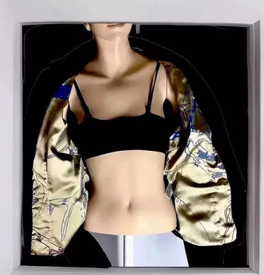 Chaqueta Triple Five Soul XL Damas Niño Corte Gris Oscuro Rayas Dorado Forro Satinado Foto 1 de 4