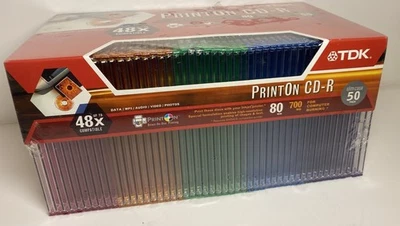 TDK Print On CD-R 80 MIN 700 MB 48X, CASE 49 Pack Brand New Sealed Recordable - Image 1 of 3