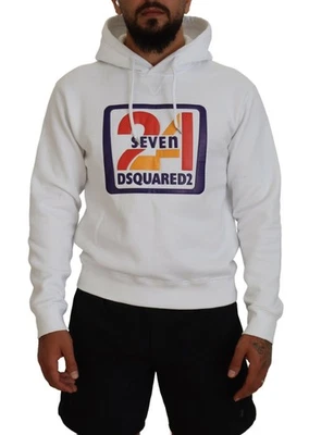 Sudadera Con Capucha De Algodón Blanca Dsquared² Para Hombre Impresa Auténtica - Imagen 1 de 4