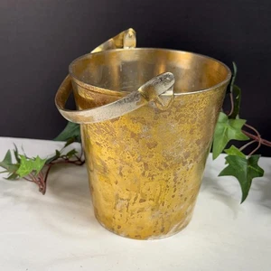 Shabby Chic mini ice bucket brass pail silver chrome miscleaned? upcycle decor - Picture 1 of 9
