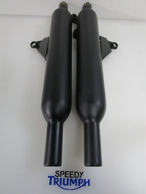 TRIUMPH BONNEVILLE T120 NERO OPACO SCARICHI SINISTRO E DESTRO T2204525 T2204526 - Immagine 1 di 4