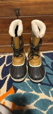 Botas Sorel Duck Mujer Cuero Beige, Impermeables, Con Cordones, Media Pantorrilla Talla 6 Foto 1 de 4