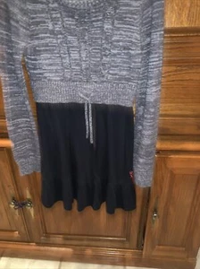 roxy girls size large gray and black sweater dress - Picture 1 of 5