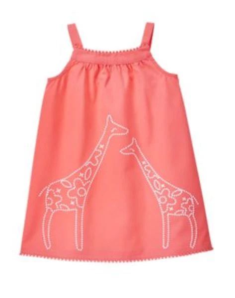 NWT Gymboree Girls Sunny Safari Giraffe Shift Dress Embroidery 2T 3T 4T 5T - Image 1 of 1