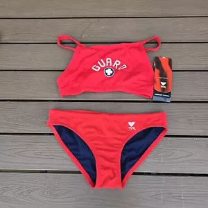 TYR Women's Diamondfit Red Life Guard Workout Bikini Size S NWT - Picture 1 of 3