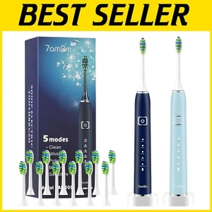 Advanced Electric Toothbrush with Timer & 12 Replacement Heads for Healthy Smile - Picture 1 of 7