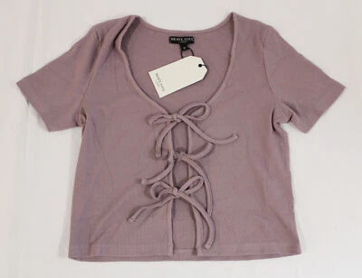 Camiseta Brave Soul London para mujer Pascal corbata frontal cardi LV5 malva pequeña nueva con etiquetas Foto 1 de 3