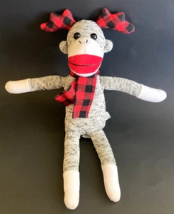 Galerie 10" Sock Monkey with Moose/Reindeer Antlers Holiday Christmas - Picture 1 of 6