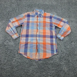 Brooks Brothers Shirt Mens Small Blue Orange Plaid Long Sleeve Button Up - Picture 1 of 10