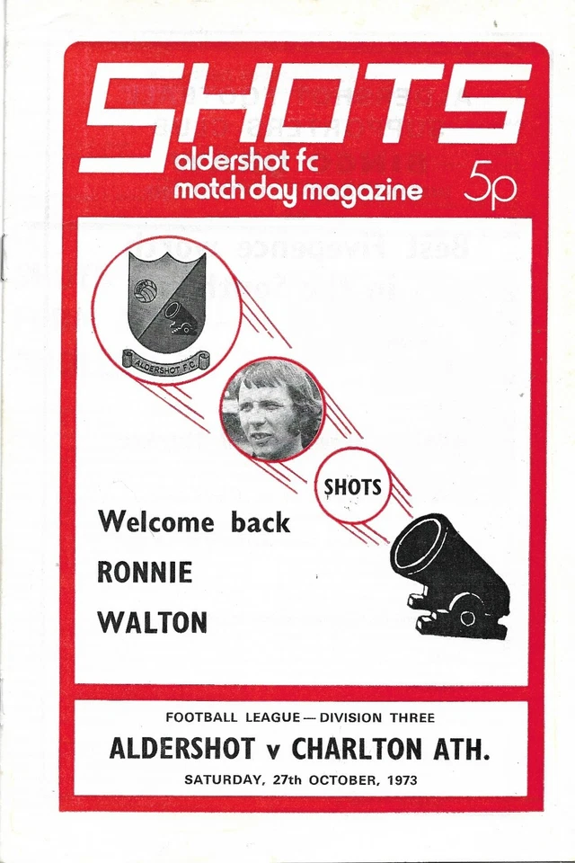 Football Programme - Aldershot v Charlton Athletic - Div 3 - 27/10/1973 - Image 1 of 1