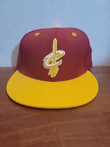 Cleveland Cavaliers Fitted 7 5/8 Hat Cap Adidas Wine And Gold NBA New - Picture 1 of 12