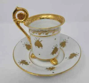 Limoges Demitasse Cup & Saucer Napoleonic Bee Sevres Style - Picture 1 of 12