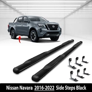 ADATTO PER NISSAN NAVARA 2016-2022 tutto nero gradini laterali / barre / tavole da corsa - Foto 1 di 10