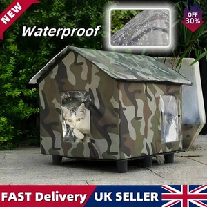 Outdoor Cat House Kennel Shelter Waterproof Insulated Elevated Pet House 2 Door - Picture 1 of 10