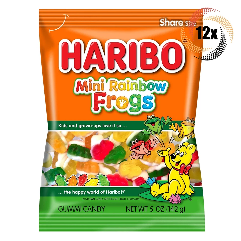 12x Bolsas Haribo Mini Ranas Arco Iris Sabor Sin Grasa Caramelo de Goma - 5oz Foto 1 de 1