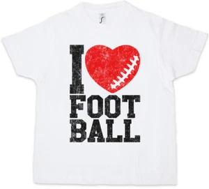 I Love Football II Kids Boys T-Shirt Hearts Heart Love Addicted Ball Foot - Picture 1 of 1