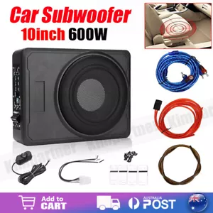 10'' 600W Car Subwoofer Under Seat Amplifier Speakers Audio Sub Woofer Slim Box - Picture 1 of 12