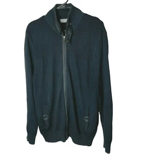 Mens Black Giordano Cardigan Cable Knit Warm Sweater Jacket XL Zip Up u - Picture 1 of 6