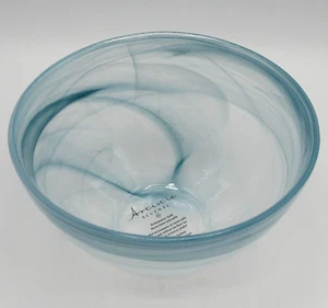 BLUE SWIRL DESIGN ARTISTIC ACCENTS TURKISH GLASS CEREAL/SALAD/SOUP BOWLS S/2 NEW - Bild 1 von 15